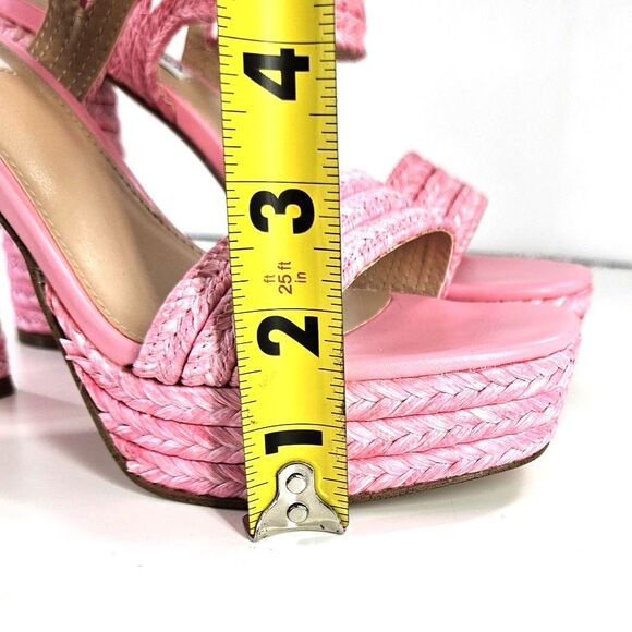 Steve Madden Lombardo Heeled Sandal Pink Raffeta Platform Buckle Ankle Strap W8 - Picture 14 of 16